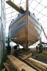 Oyster Skiff Halcyon - Restoration including hull planking, new stem and counter