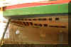 Destruction time - starting to expose some of the frames at the starboard quarter