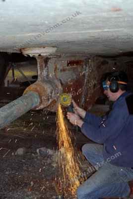 S130 - Cutting away the outboard centre line stern 
			gland covers