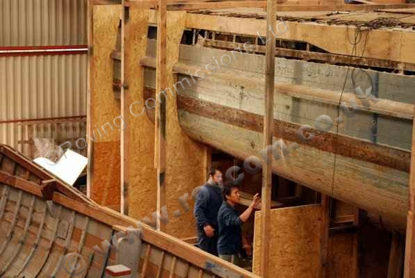 S130 - Support cradling being installed under the stern