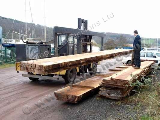 S130 - Iroko logs arrive on site